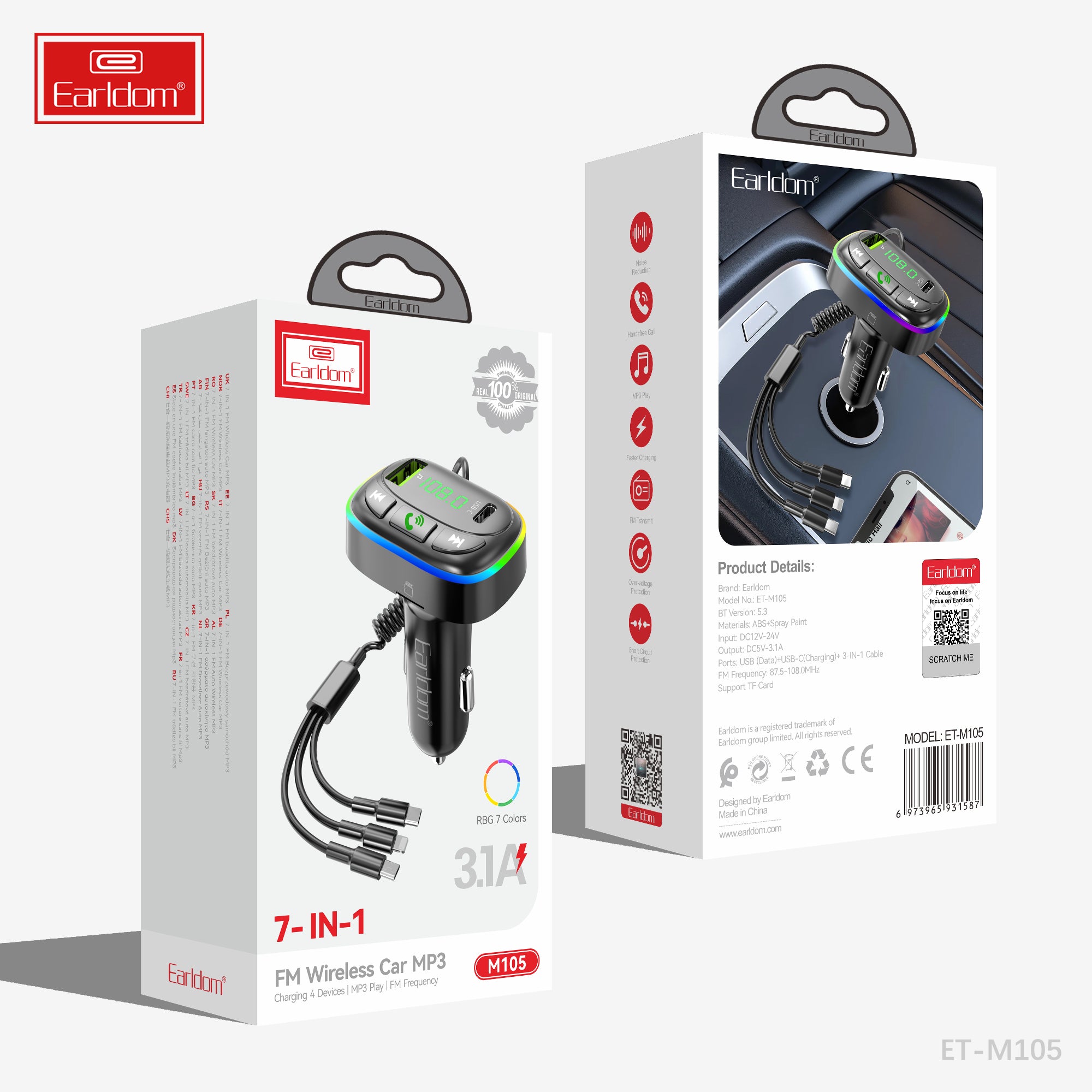 ET-M105 Fm Transmiter with charger cable ET-M105 Fm Transmiter with charger cable